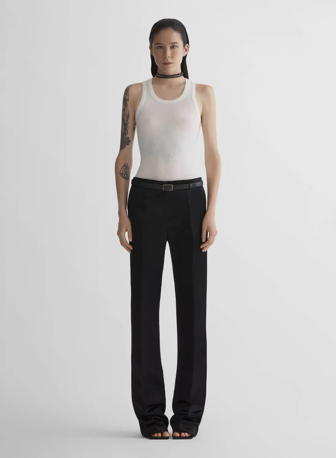 Mugler Ribbed Tank Top off-white gerippt