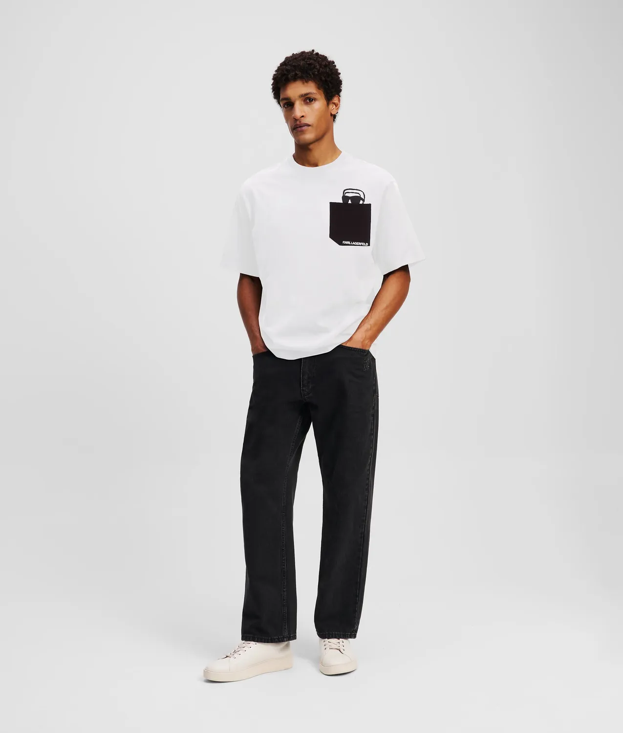Karl Lagerfeld Ikon Peek-a-Boo Pocket T-Shirt Bio-Baumwolle