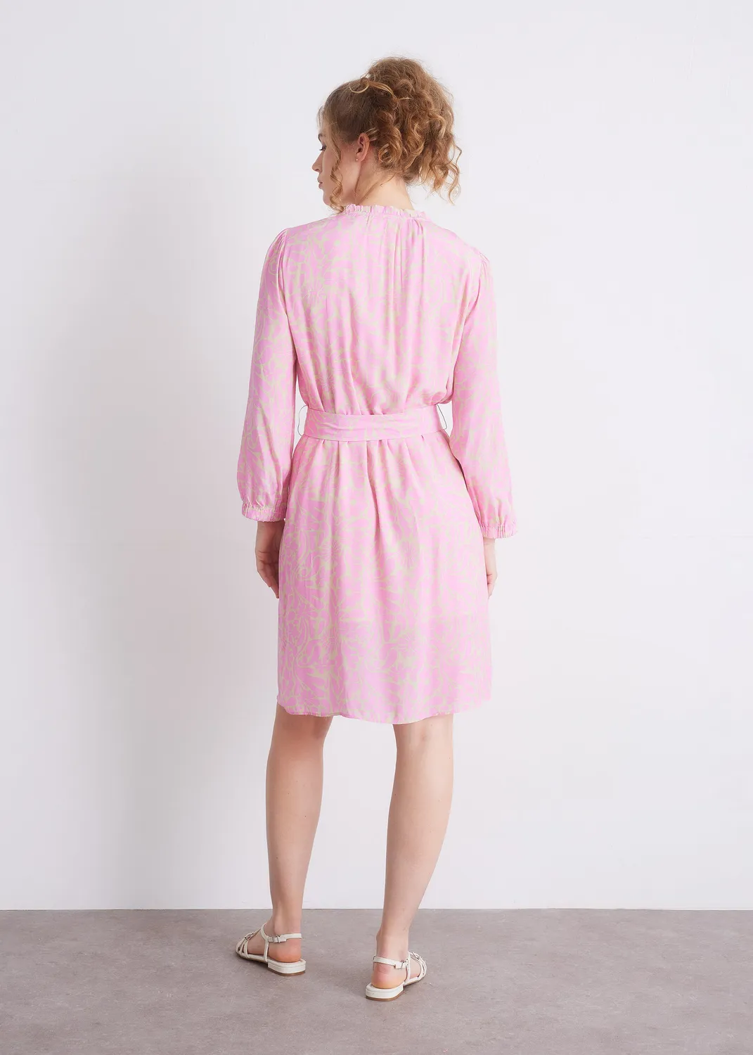 Senatex Kleid mit Bindegürtel Rosy Bloom Viskose