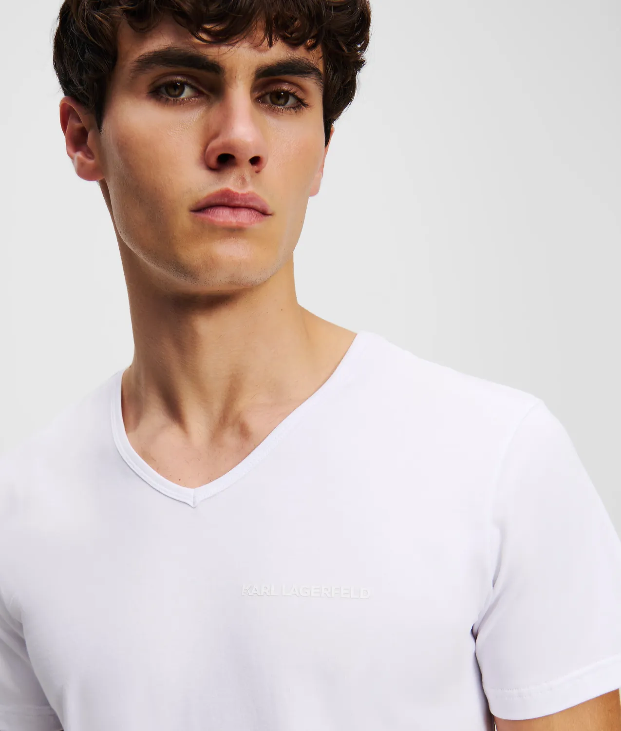 Karl Lagerfeld Logo V-Neck T-Shirt 2er-Pack Herren weiß