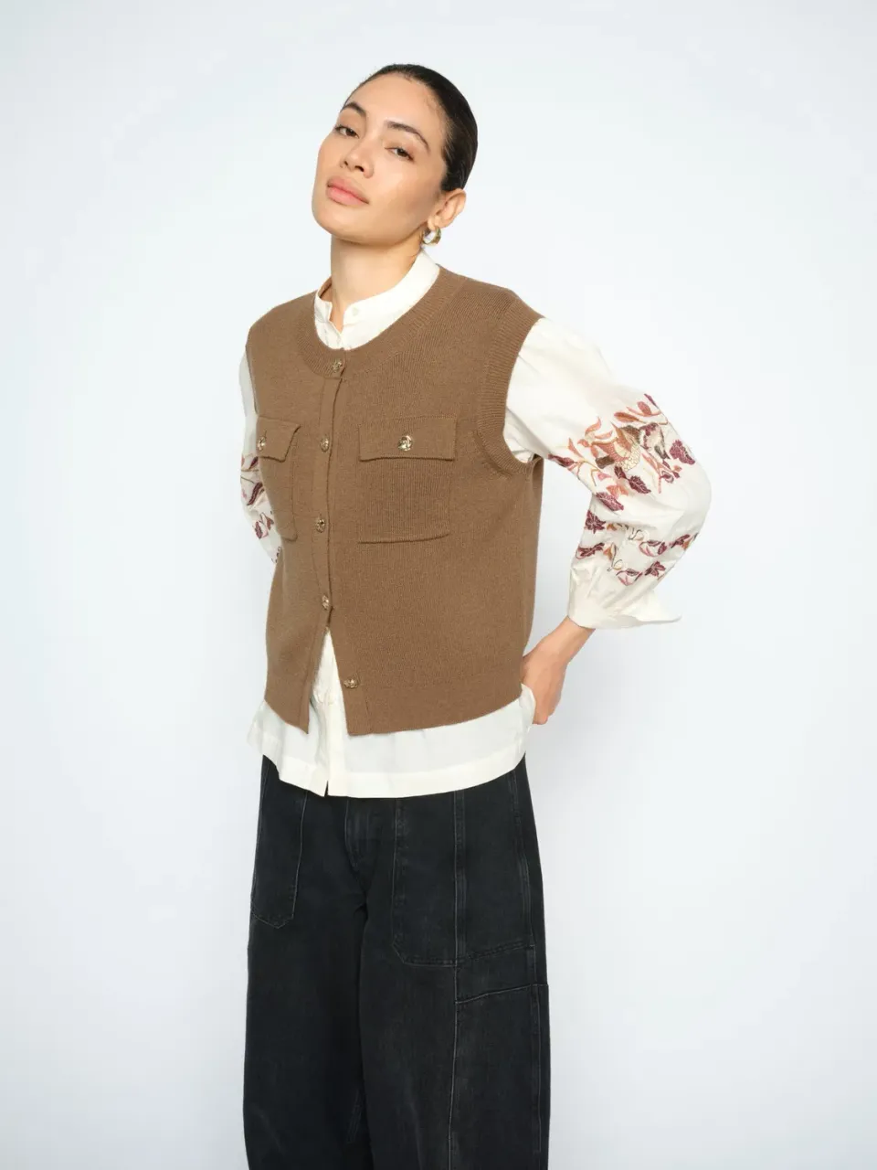 Mos Mosh MMAyana Wool Strickweste Dark Camel Relaxed