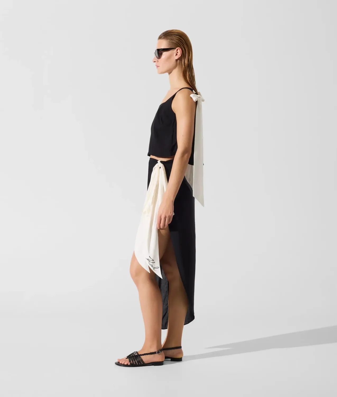 Karl Lagerfeld Signature Bow Pareo asymmetrisch