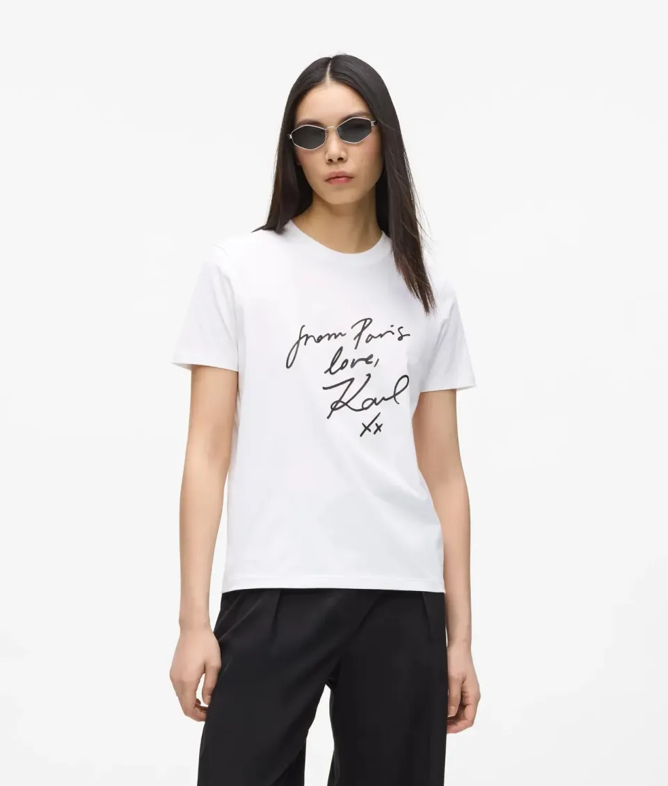 Karl Lagerfeld With Love T-Shirt Bio-Baumwolle Crew-Neck
