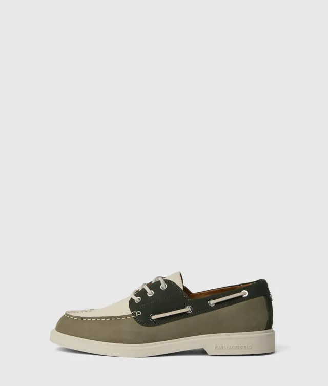 Karl Lagerfeld Kori Tri-Color Boat Shoes Suede