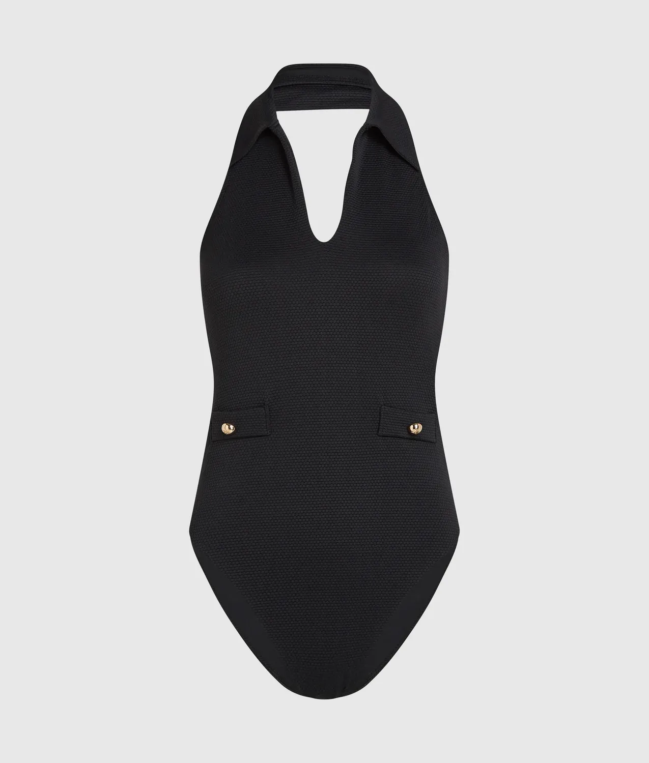 Karl Lagerfeld Collar Detail Badeanzug Halterneck V-Ausschnitt