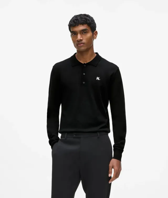 Karl Lagerfeld Polo Langarm Merinowolle XS-XXL