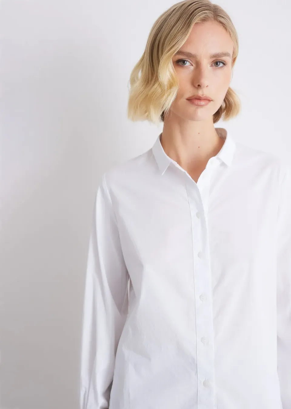 Senatex Bluse OCS-Baumwolle Weiß Klassischer Kragen