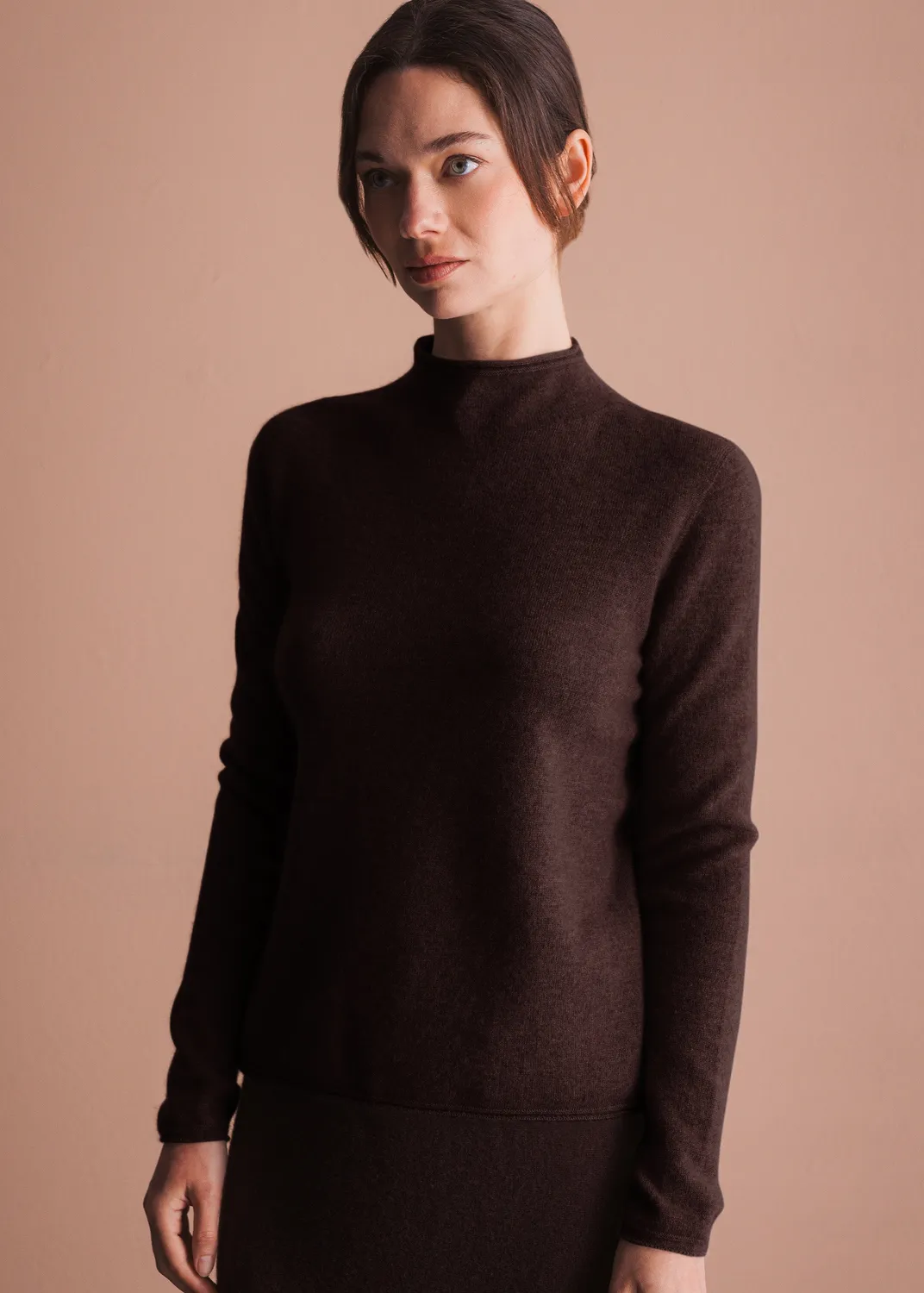 Senatex Stehkragen Pullover Kaschmir Hazelnut