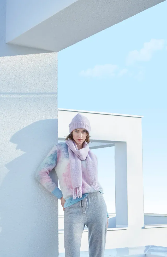 Senatex Watercolor-Print Pullover Cream Alpaka-Mix