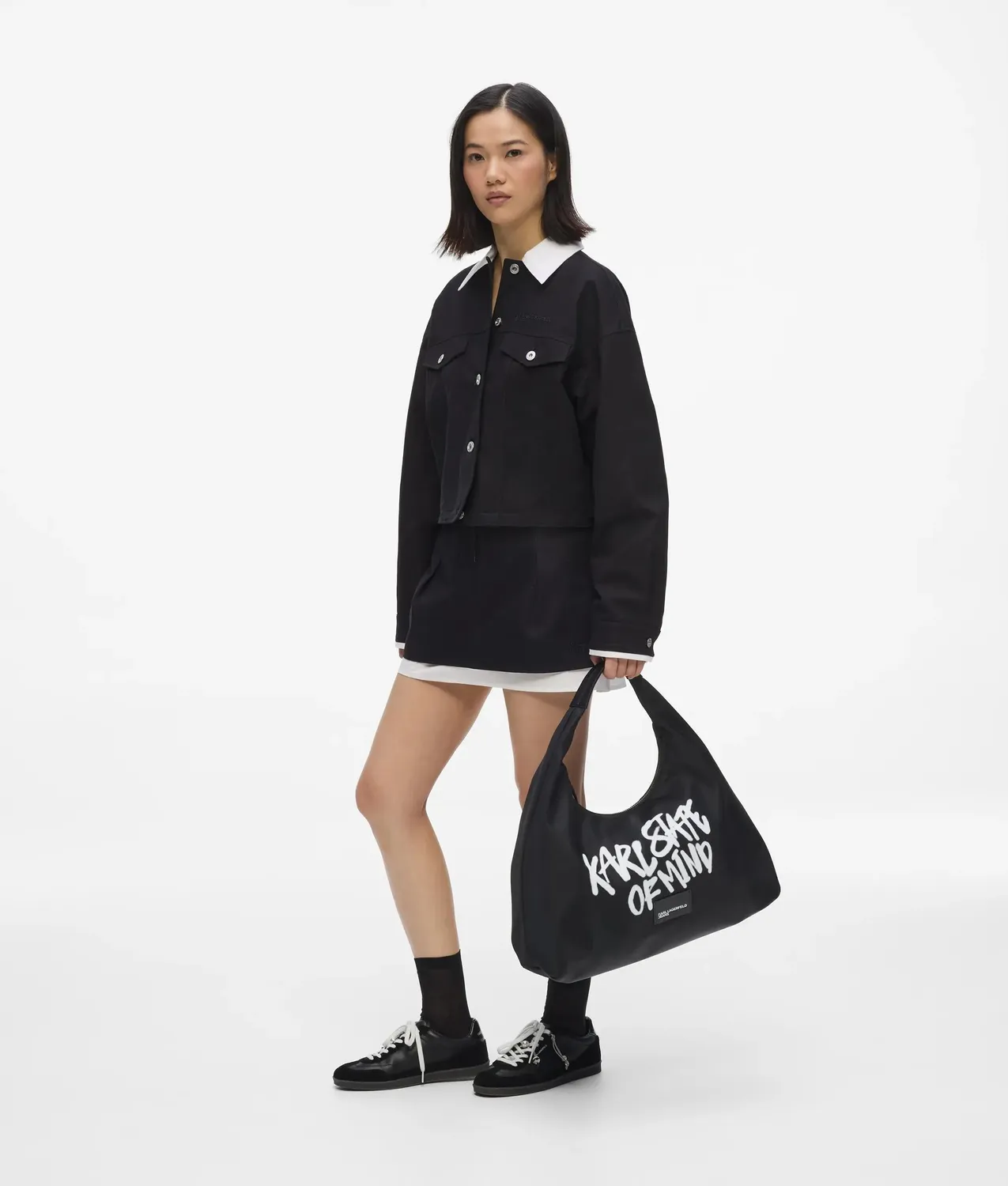 Karl Lagerfeld KL Jeans Minirock Canvas Schwarz-Weiß