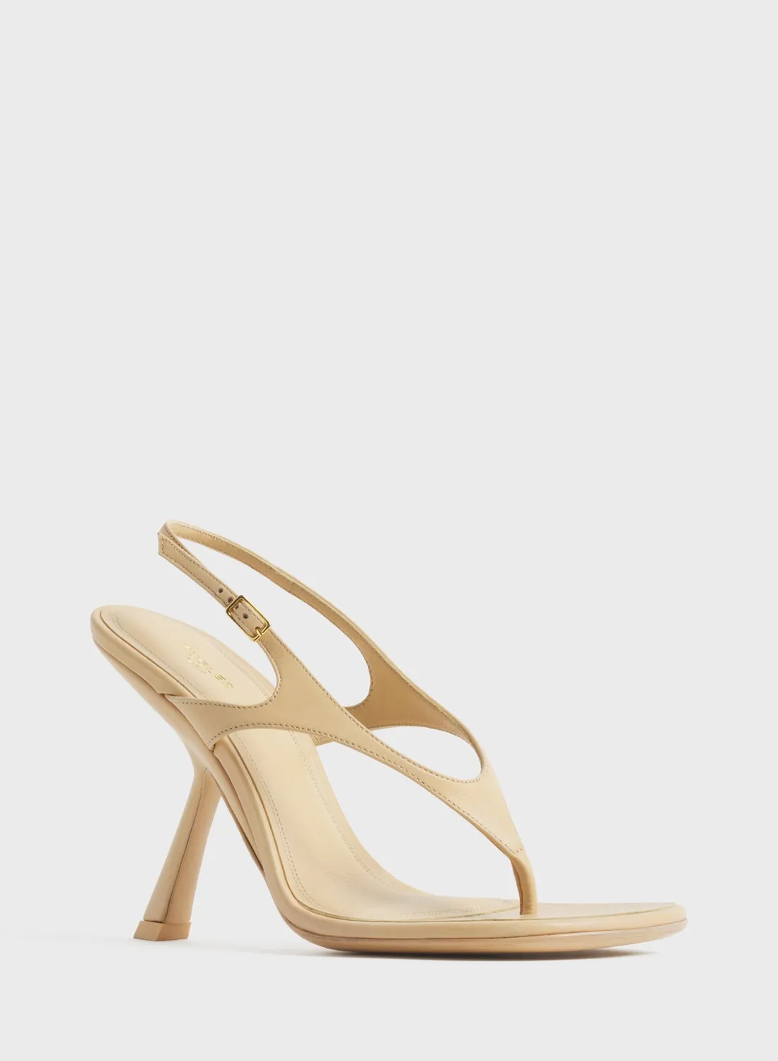 Mugler Thong Sandalen beige Leder 105 mm Absatz