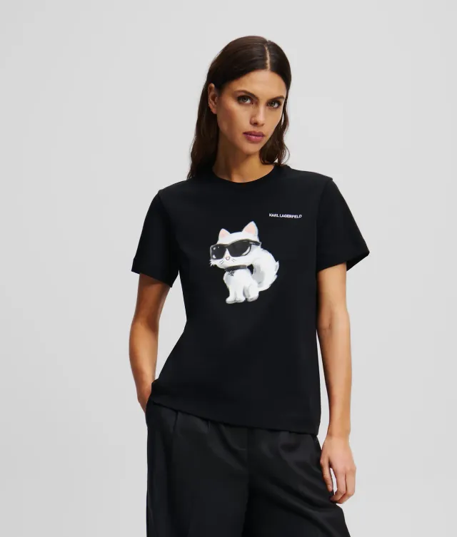 Karl Lagerfeld Ikon Choupette Aquarelle T-Shirt Print
