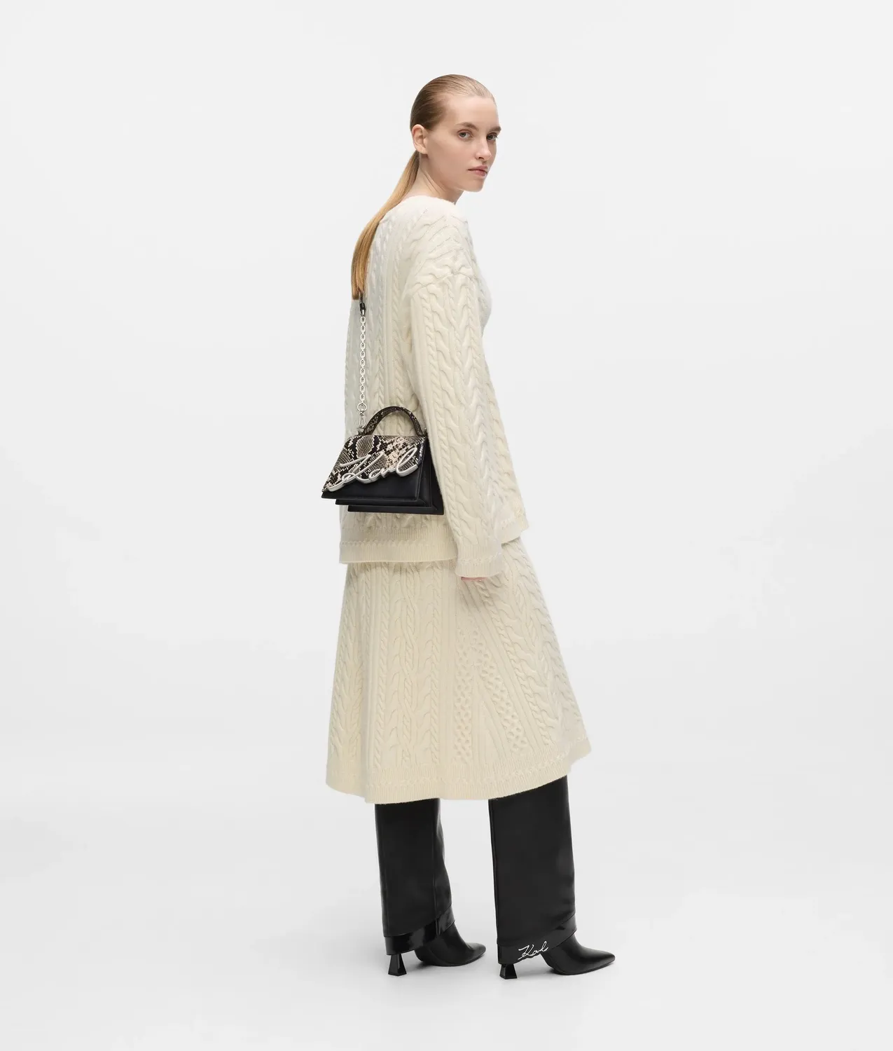 Karl Lagerfeld K/Signature Python Umhängetasche klein
