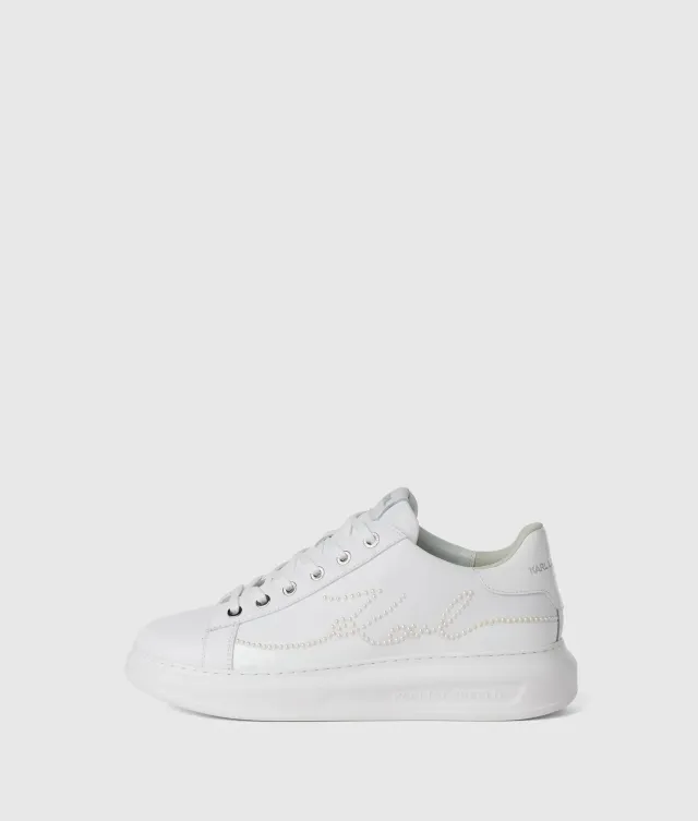 Karl Lagerfeld Kapri Sneaker Leder Weiß Perlen