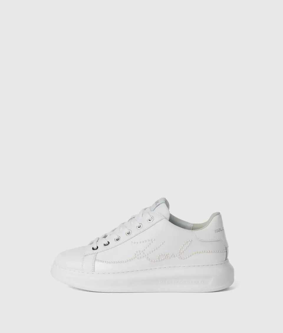 Karl Lagerfeld Kapri Sneaker Leder Weiß Perlen