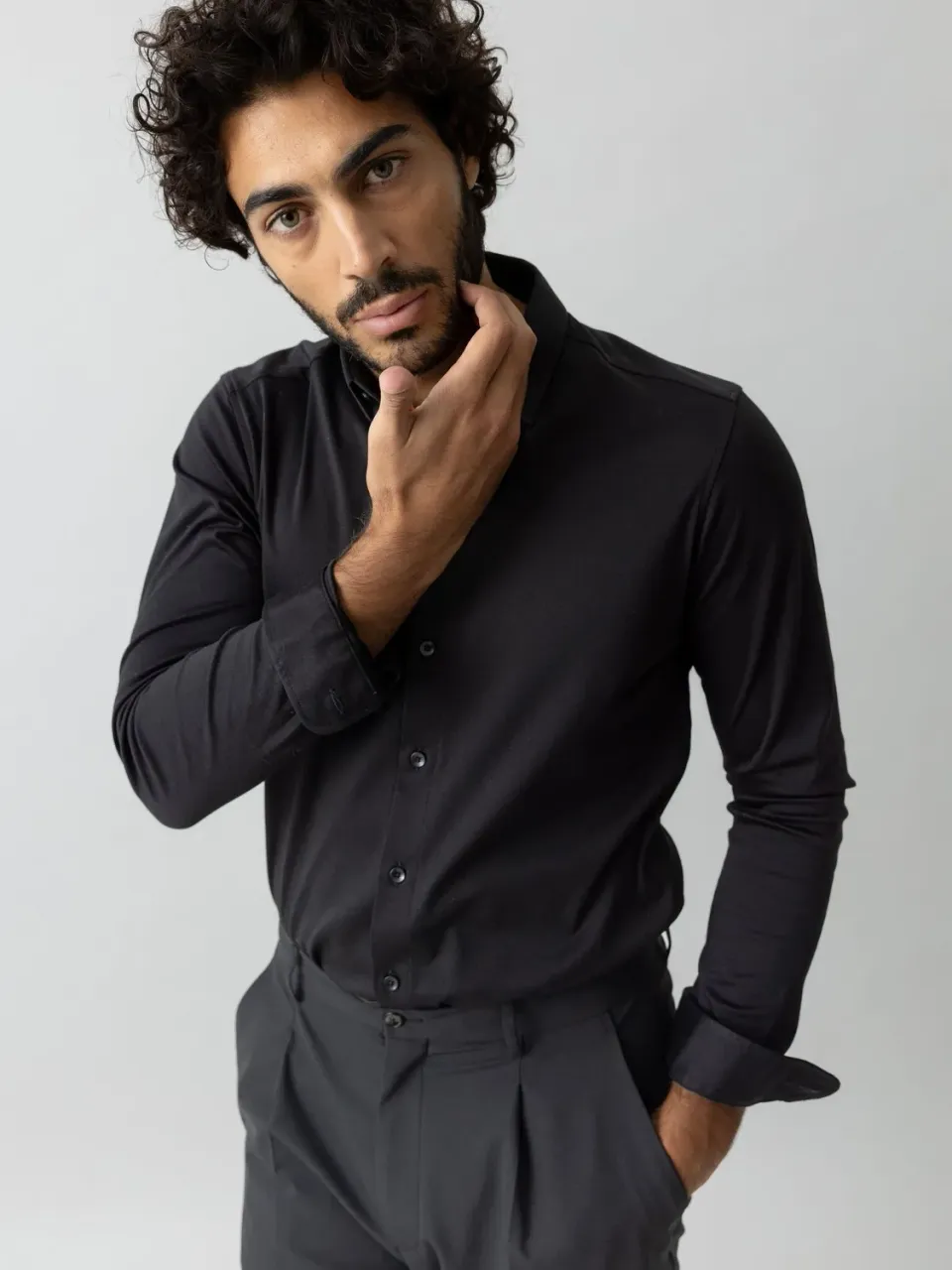 Mos Mosh MMGMarley Jerseyhemd Regular Schwarz Baumwolle