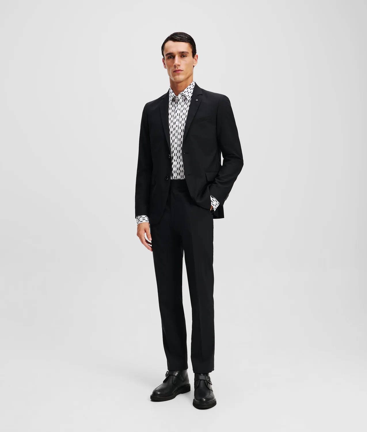 Karl Lagerfeld Monogram Hemd Herren Allover Kentkragen