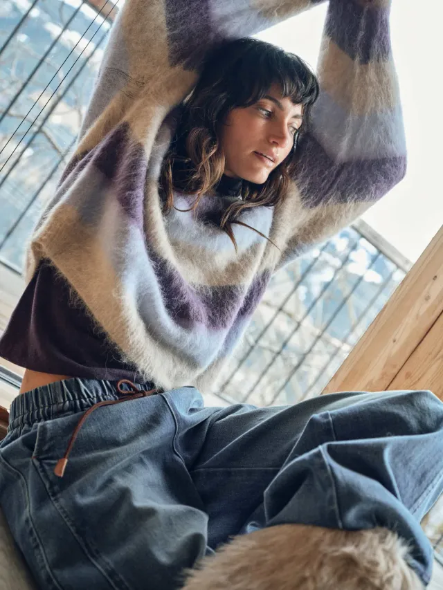 Mos Mosh MMSuvi Stripe Knit Pullover Sweet Grape Streifen