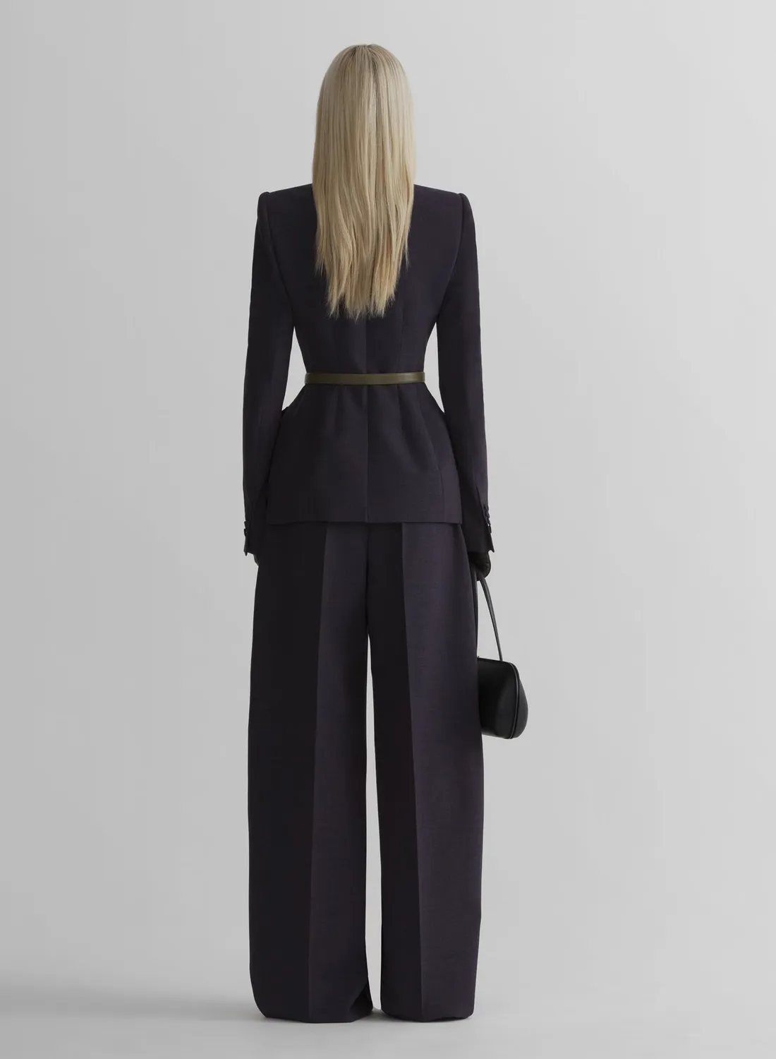Mugler Ink Pleated Bundfaltenhose Navy Weit