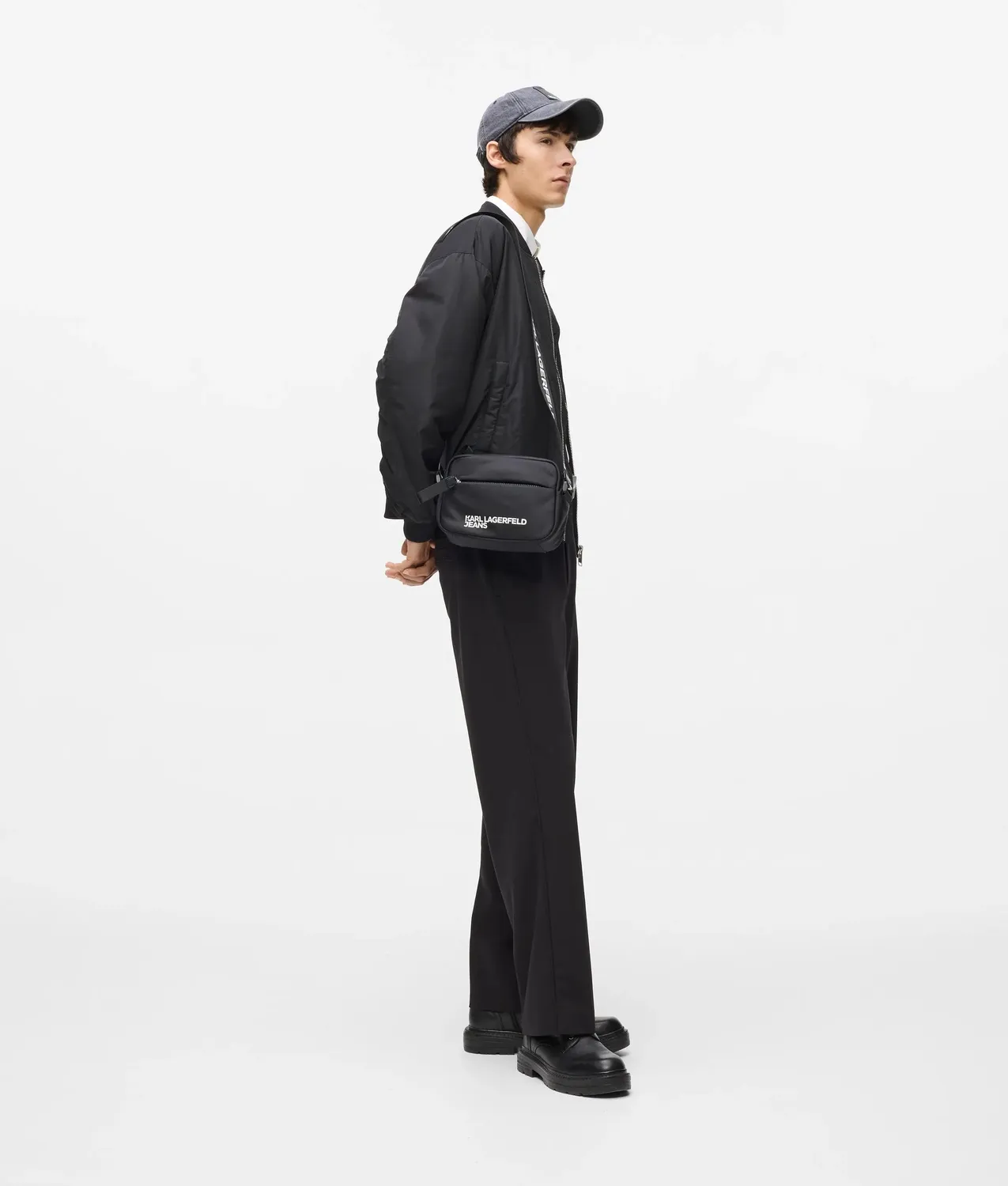 Karl Lagerfeld KL Jeans Nylon Crossbody Umhängetasche schwarz