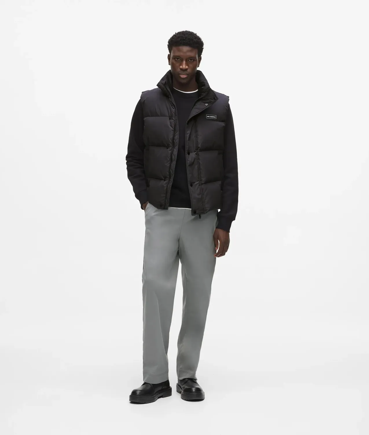 Karl Lagerfeld Logo Patch Puffer Weste Stepp
