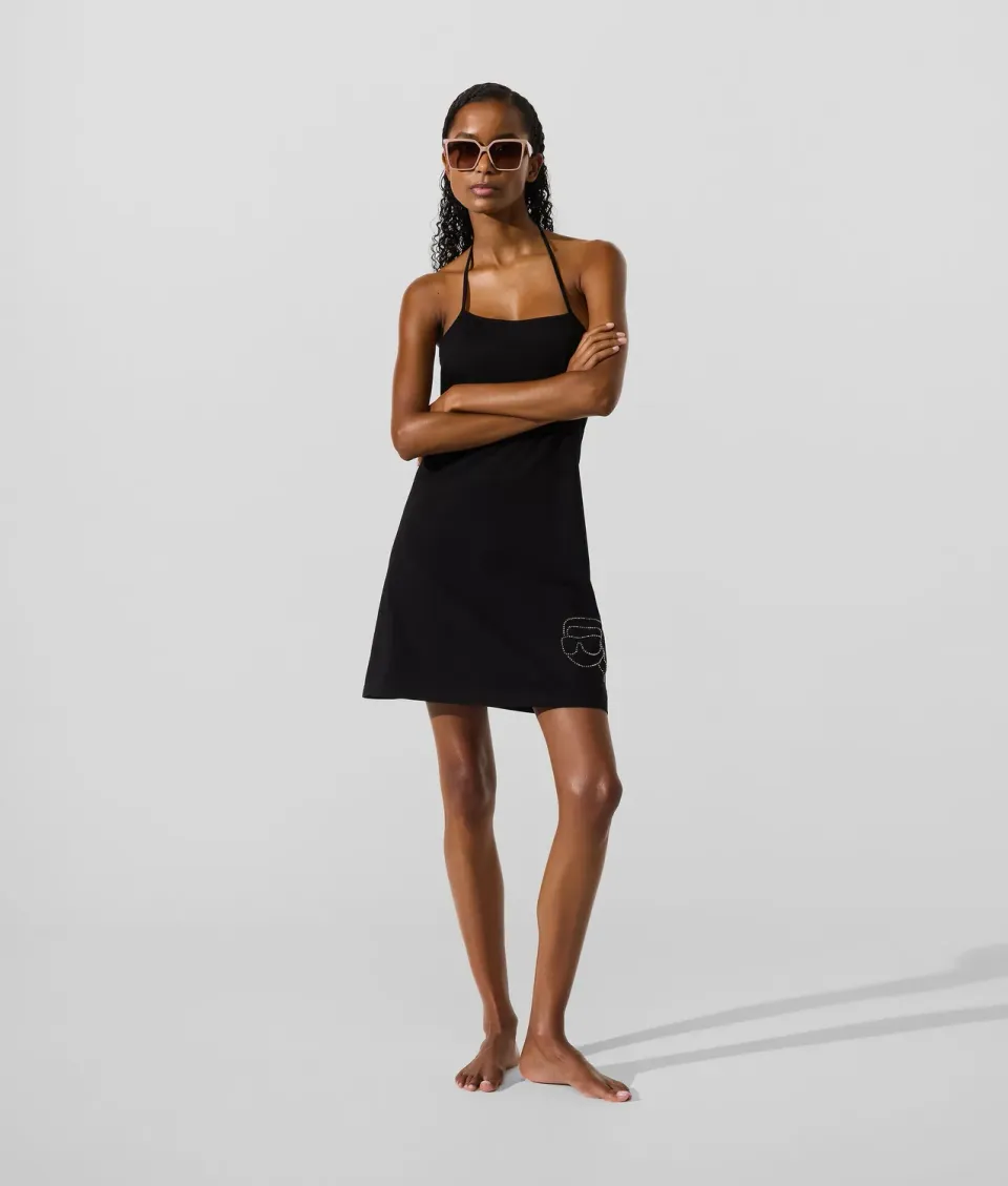 Karl Lagerfeld Ikon Rhinestone Strandkleid Neckholder