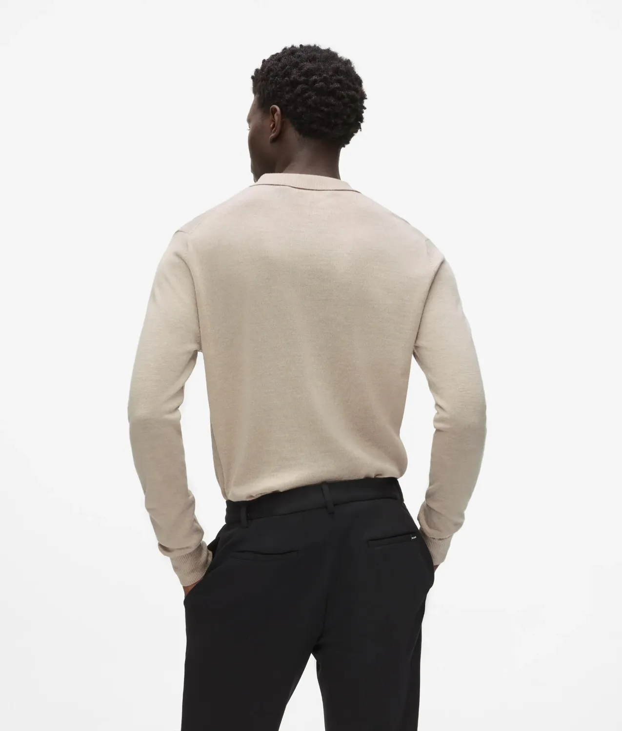 Karl Lagerfeld Merino Polo Langarm Monogramm Größe L