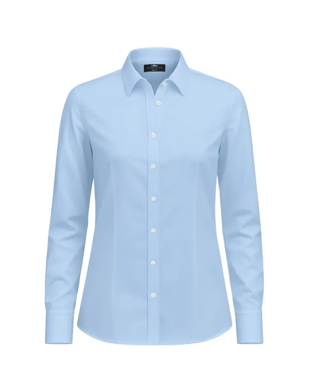 Gloriette Fein Oxford Bluse Blau Locker Baumwolle