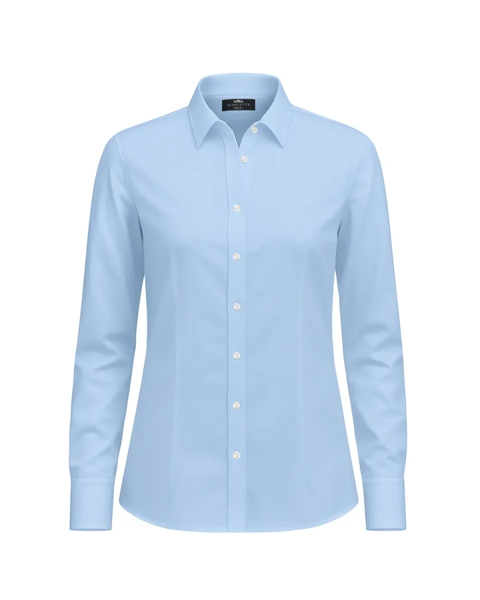 Gloriette Fein Oxford Bluse Blau Locker Baumwolle