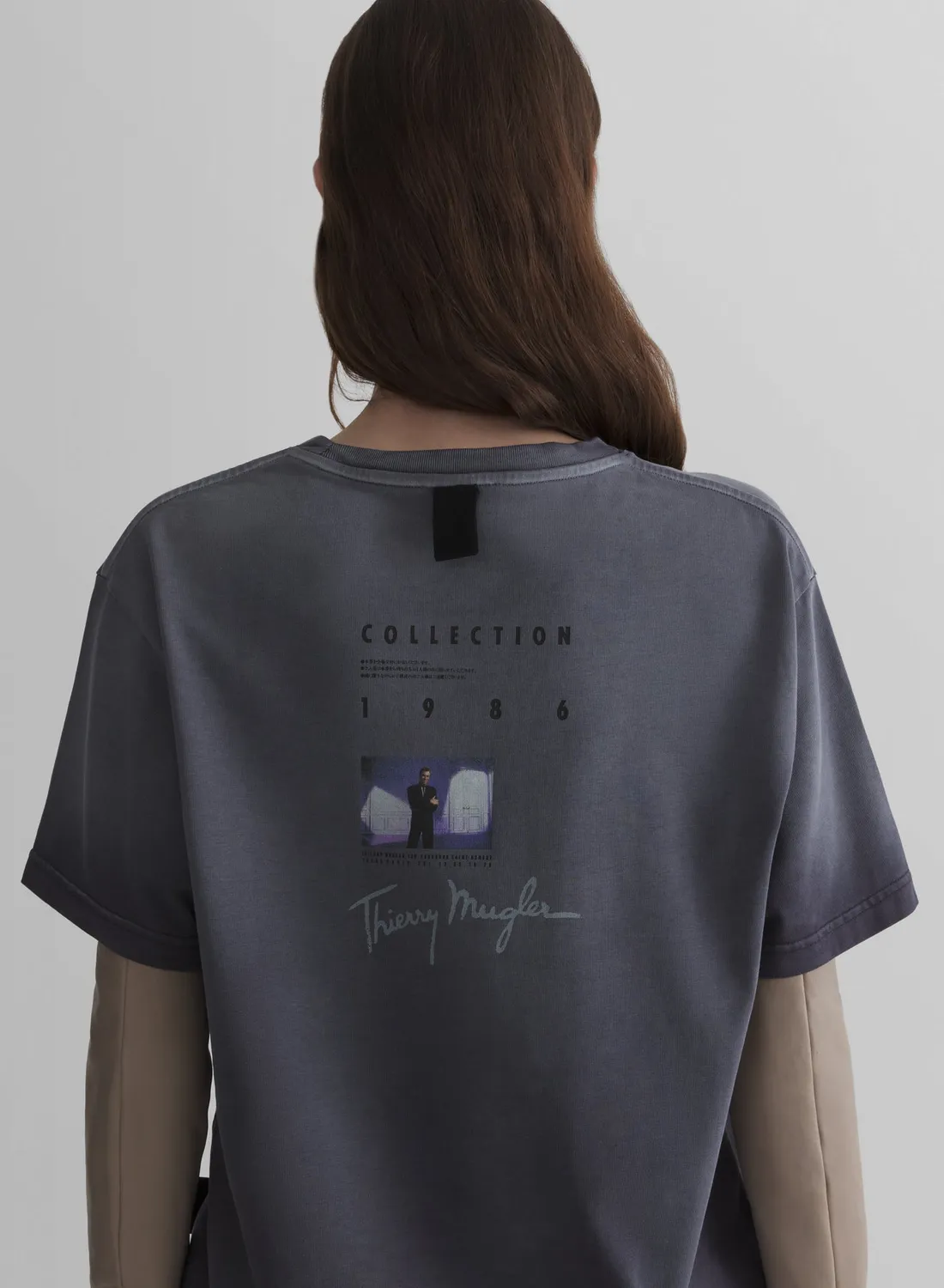 Mugler Logo T-Shirt Oversize grau