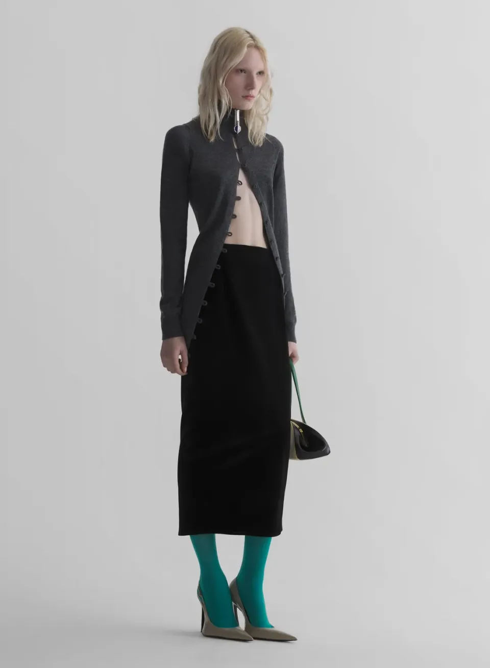 Mugler Pencil Skirt Samtrock Schwarz Midi