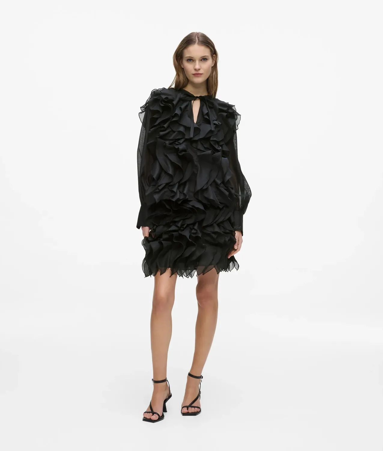 Karl Lagerfeld Organza Ruffle Bluse Rüschen kragenlos