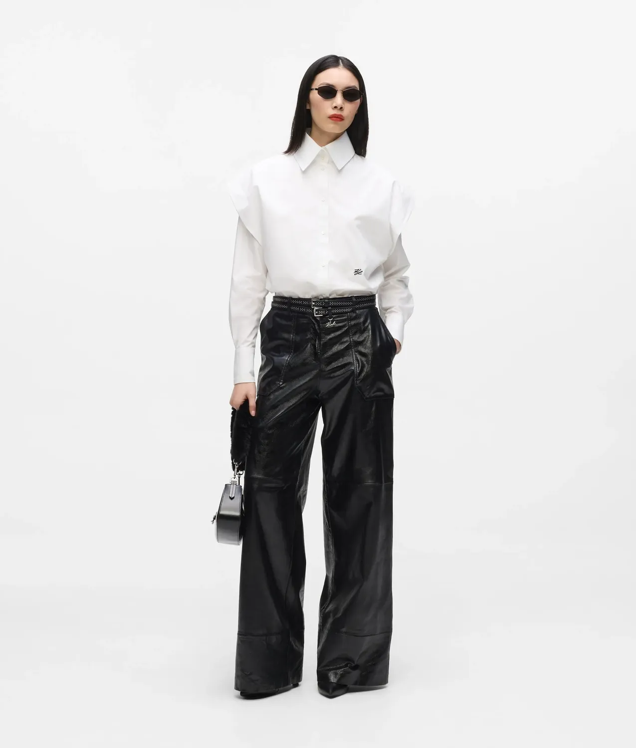 Karl Lagerfeld Shoulder Detail Bluse Bio-Baumwolle Gr 0-10