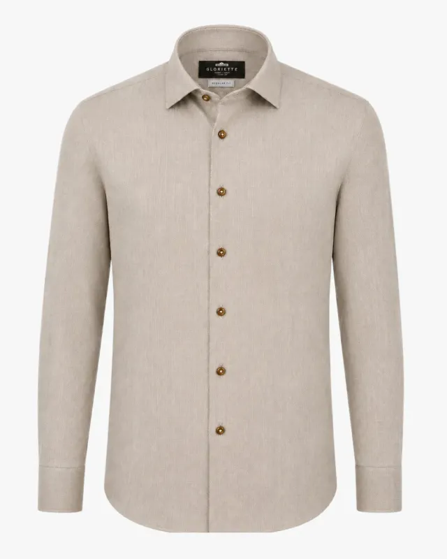 Gloriette Regular Fit Hemd Fischgrat taupe L Baumwolle