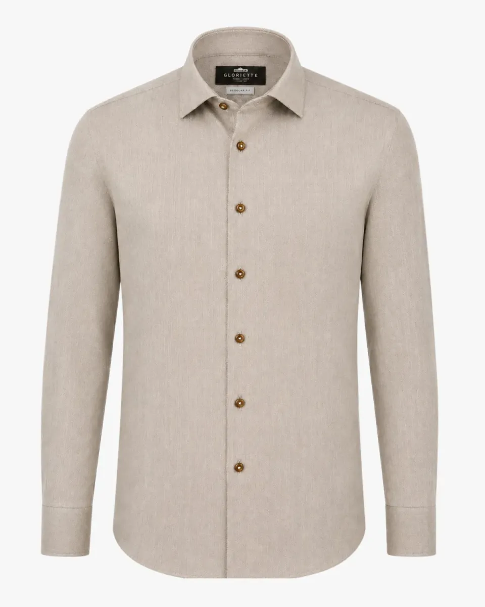 Gloriette Regular Fit Hemd Fischgrat taupe L Baumwolle
