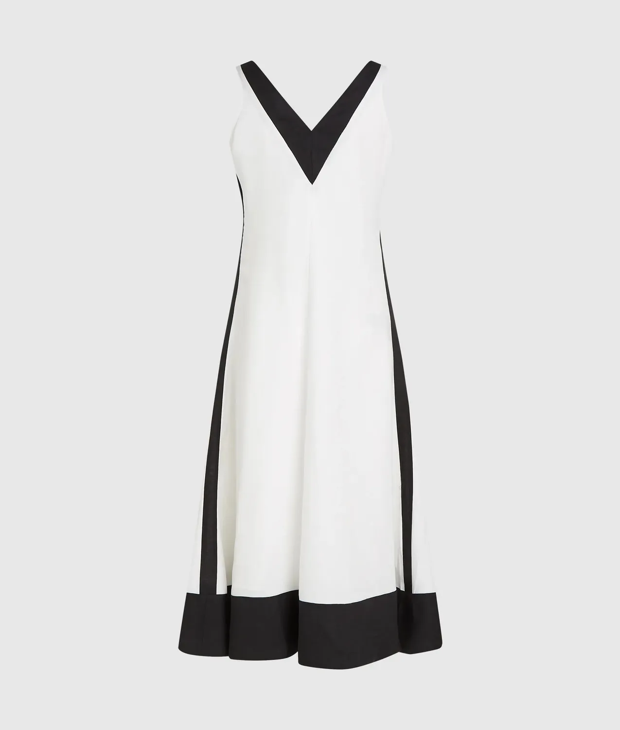 Karl Lagerfeld Monochrome Leinenkleid V-Ausschnitt Gr.0-10