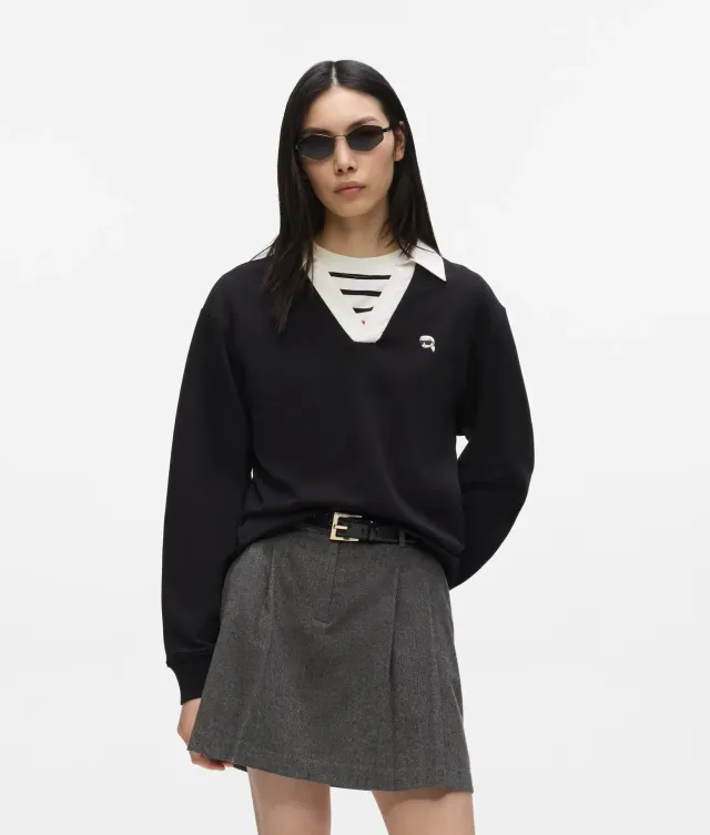 Karl Lagerfeld Ikon V-Neck Sweatshirt Pullover Stick