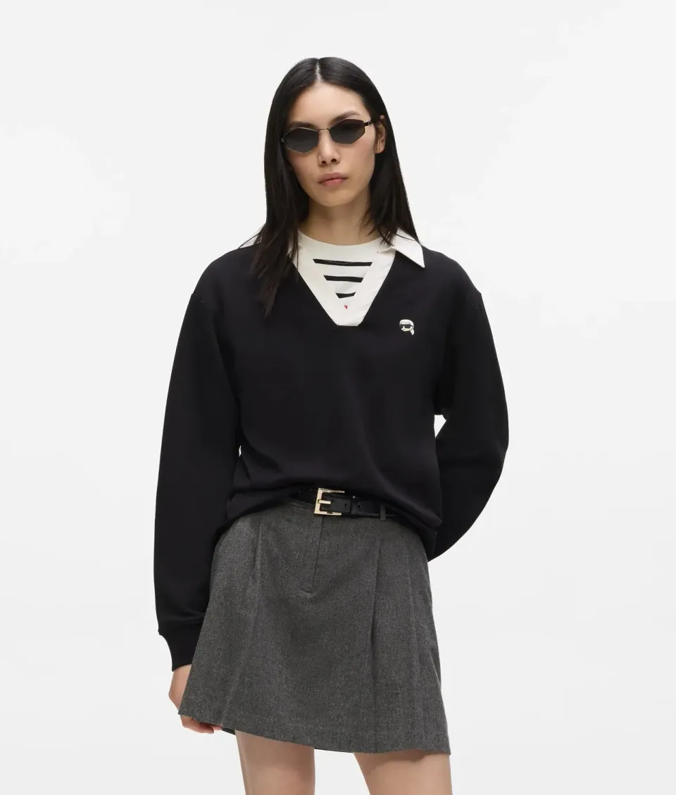 Karl Lagerfeld Ikon V-Neck Sweatshirt Pullover Stick