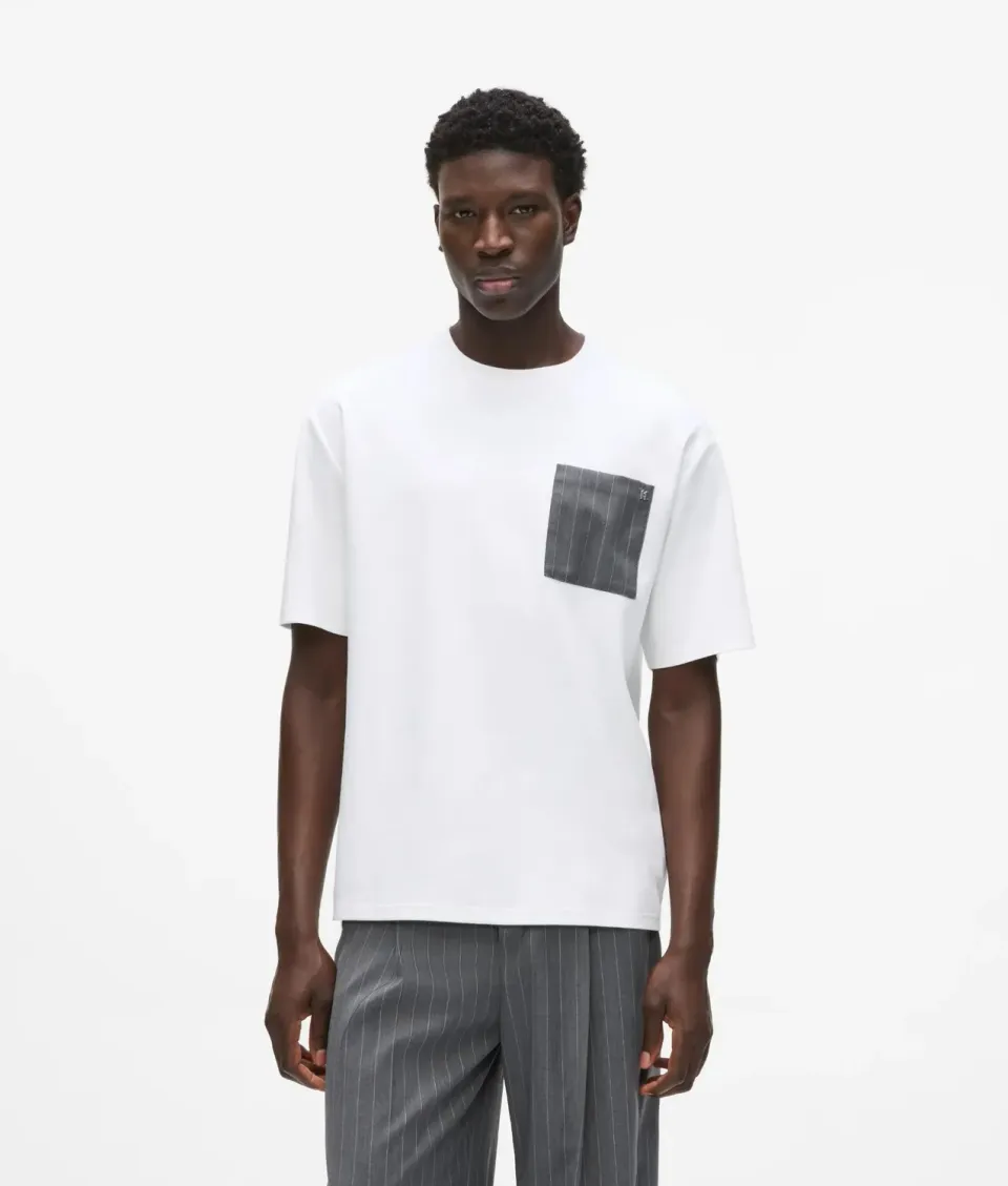Karl Lagerfeld Pinstripe Pocket T-Shirt Herren Baumwolle