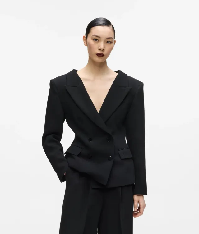 Karl Lagerfeld KL Studio Wide Shoulder Blazer Wolle Zweireiher