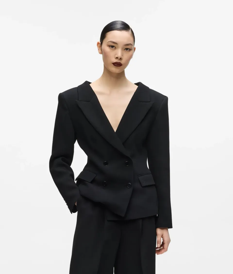 Karl Lagerfeld KL Studio Wide Shoulder Blazer Wolle Zweireiher