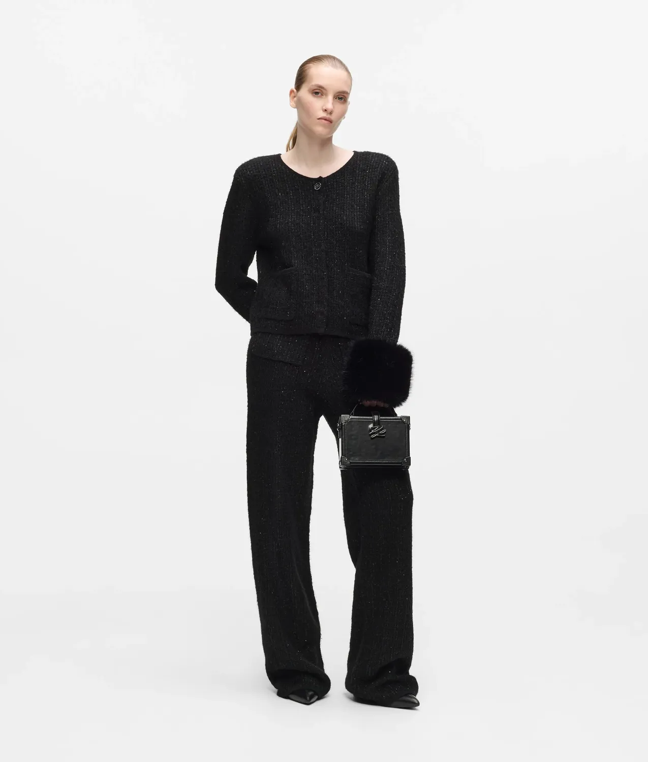Karl Lagerfeld Strickcardigan Boucle Kunstfell XS-XL