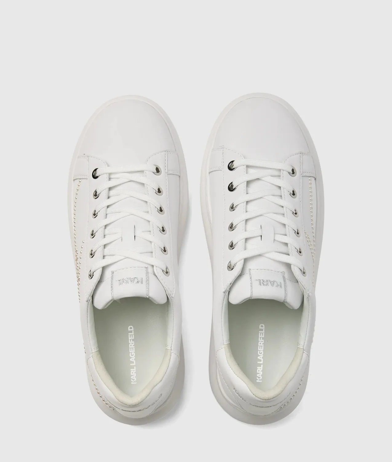 Karl Lagerfeld Kapri Sneaker Leder Weiß Perlen