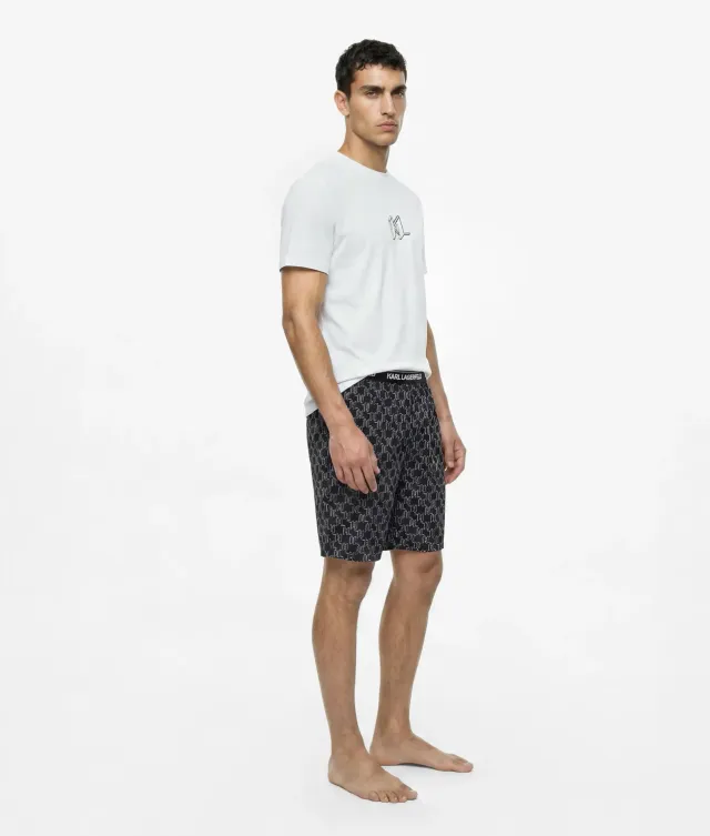 Karl Lagerfeld Monogram Pyjama-Shorts Relaxed Gummibund