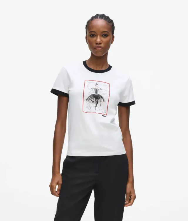 Karl Lagerfeld Le Ballet Slim Fit T-Shirt Bio-Baumwolle