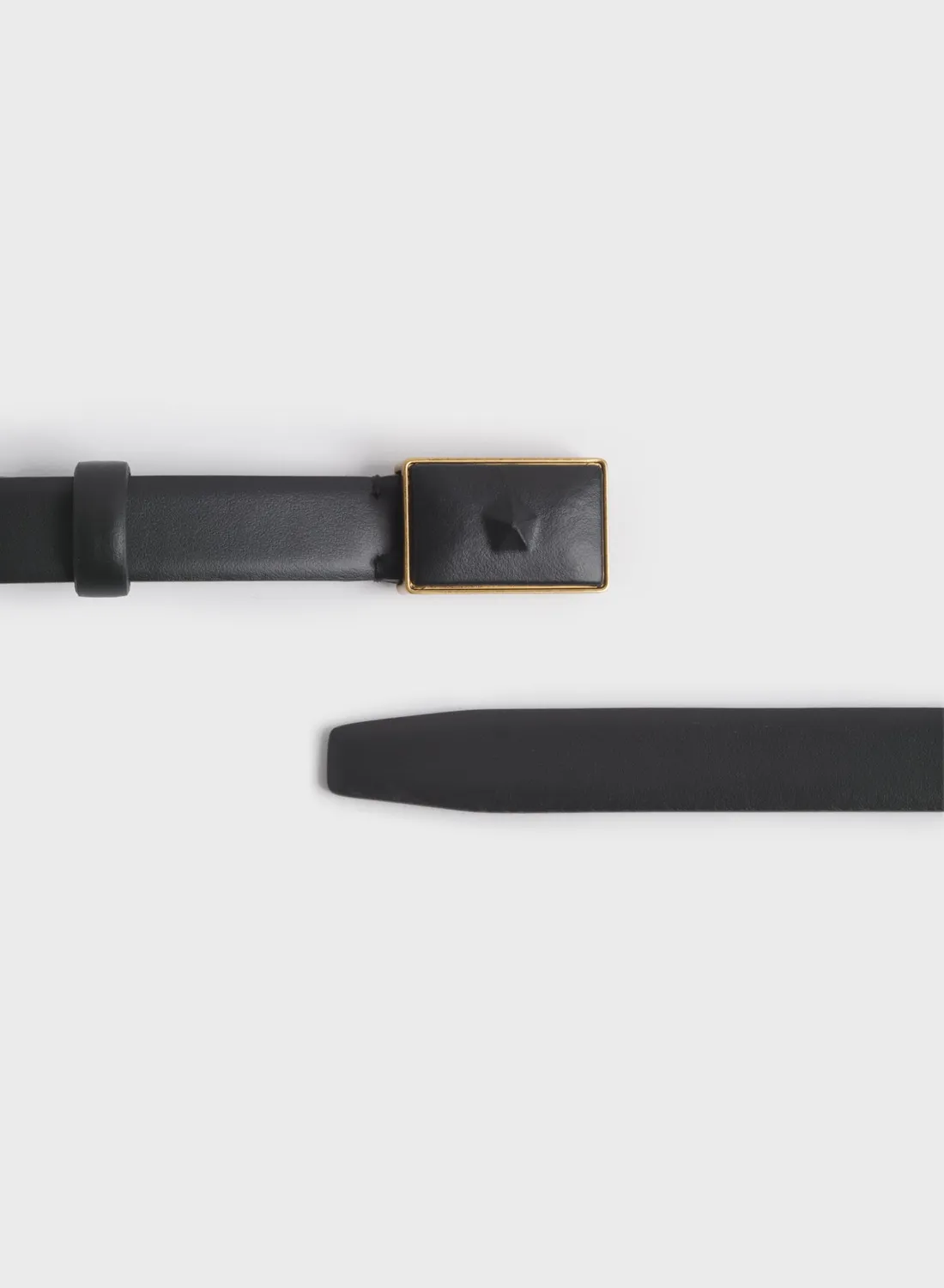 Mugler Star Buckle Gürtel Leder Schwarz Gold 41mm