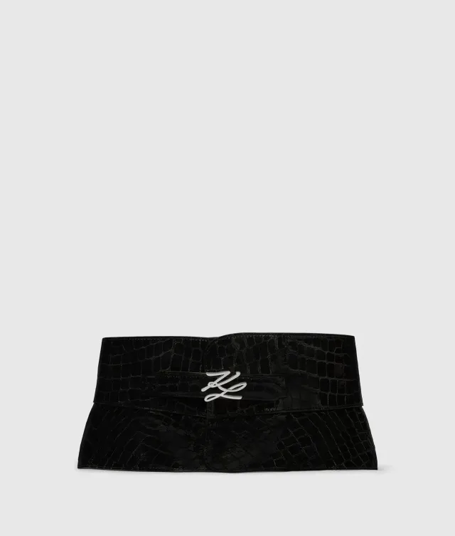 Karl Lagerfeld K/Autograph Croco Korsettgürtel breit