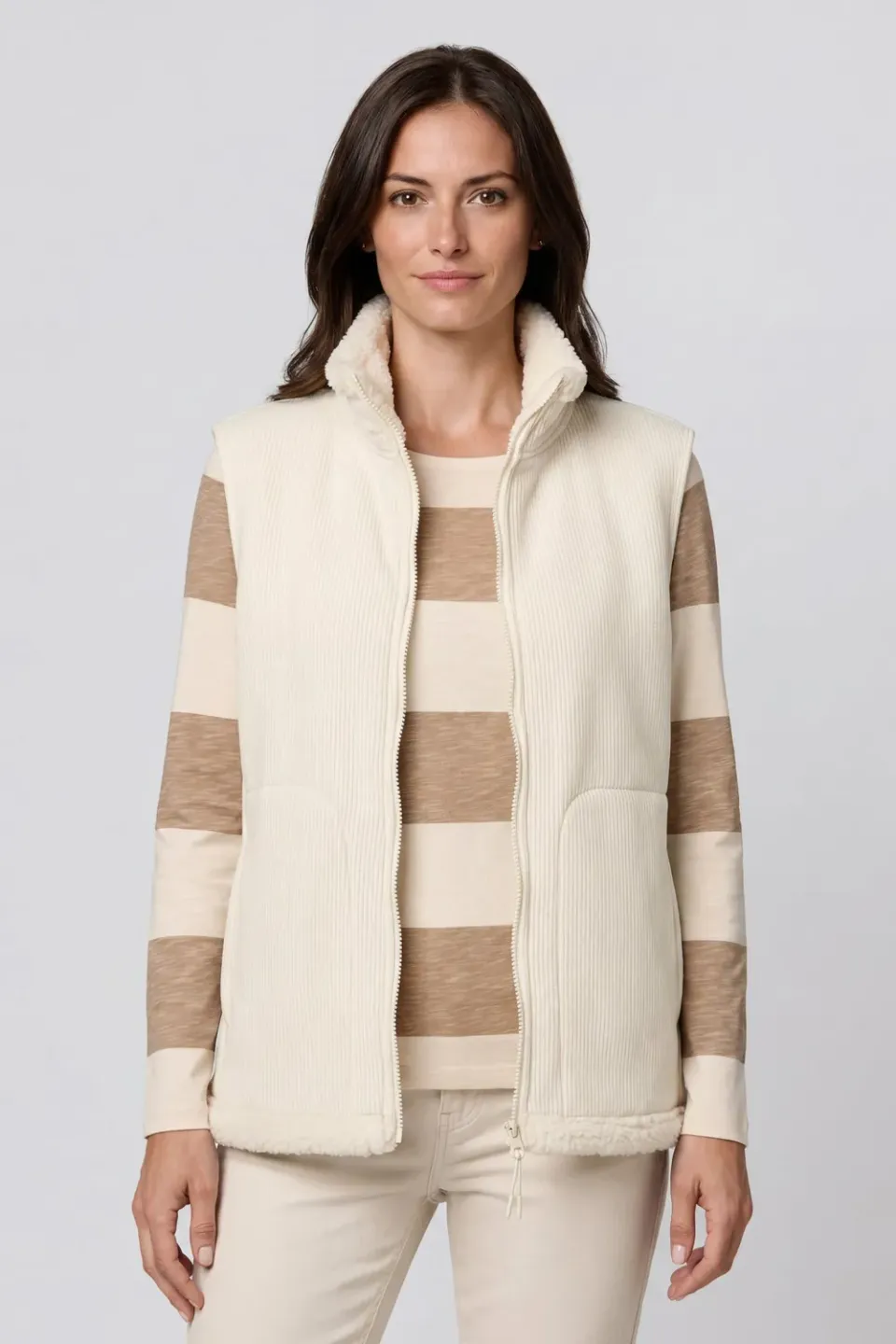 Alife & Kickin EstherAK T Weste Off White Teddy Damen
