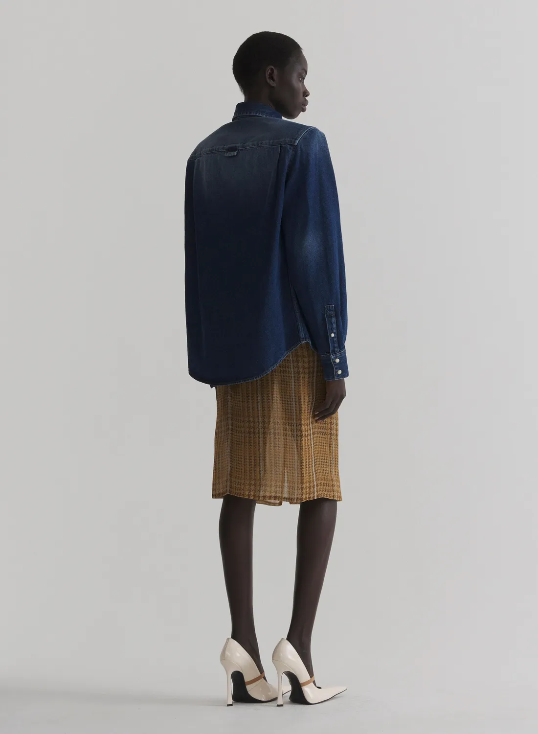 Mugler Power Shirt Jeanshemd Washed Denim Oversize