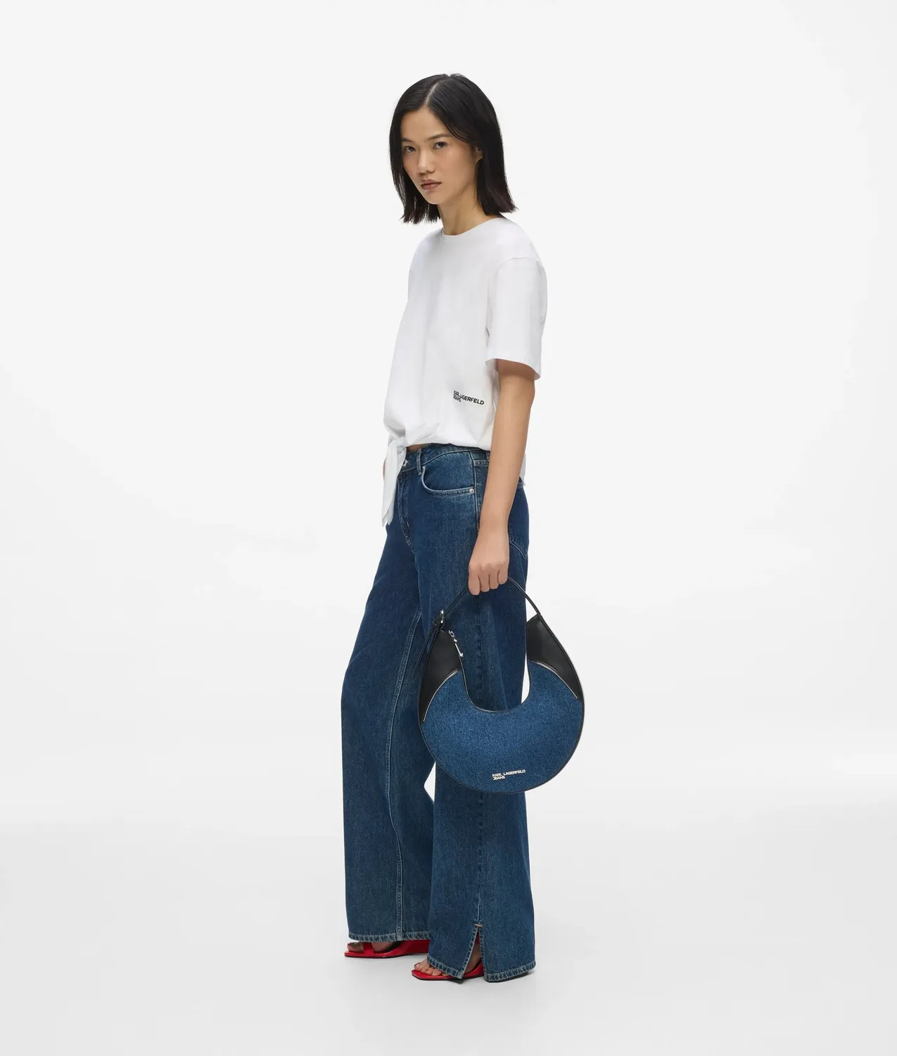 Karl Lagerfeld Rebel Hobo Bag Denim Kunstleder